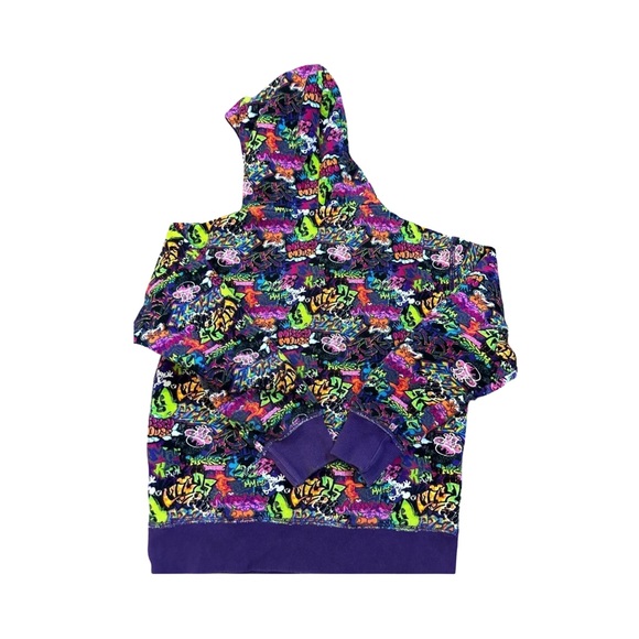 Mickey Mouse Graffiti Disney Parks Hoodie Girls M Purple Street Style - Picture 2 of 5